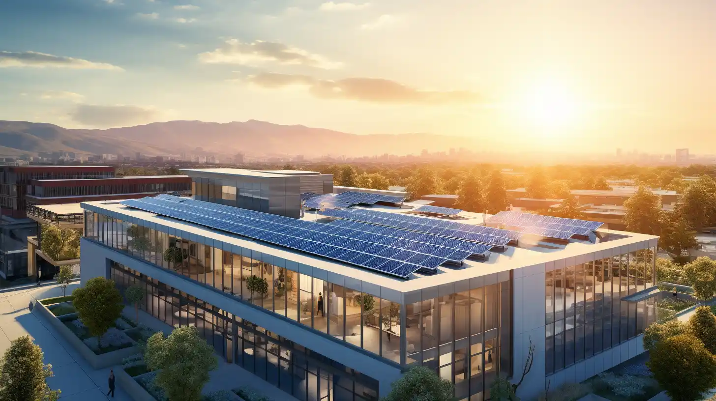 modern commercial building with solar installed