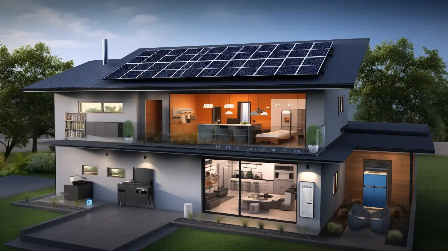 modern family home with green energy solutions installed including solar