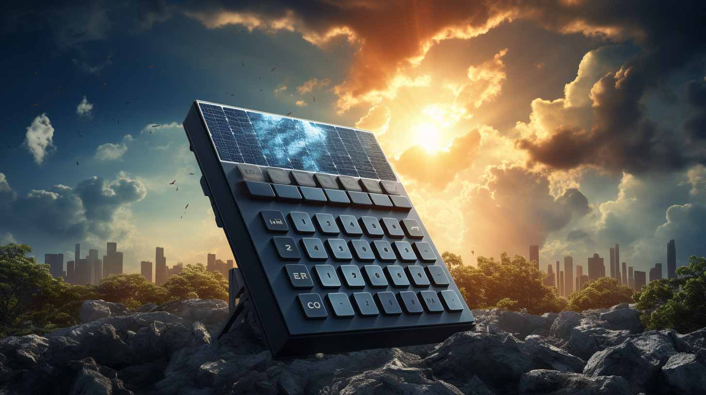 image depicting a giant calculator powered by solar